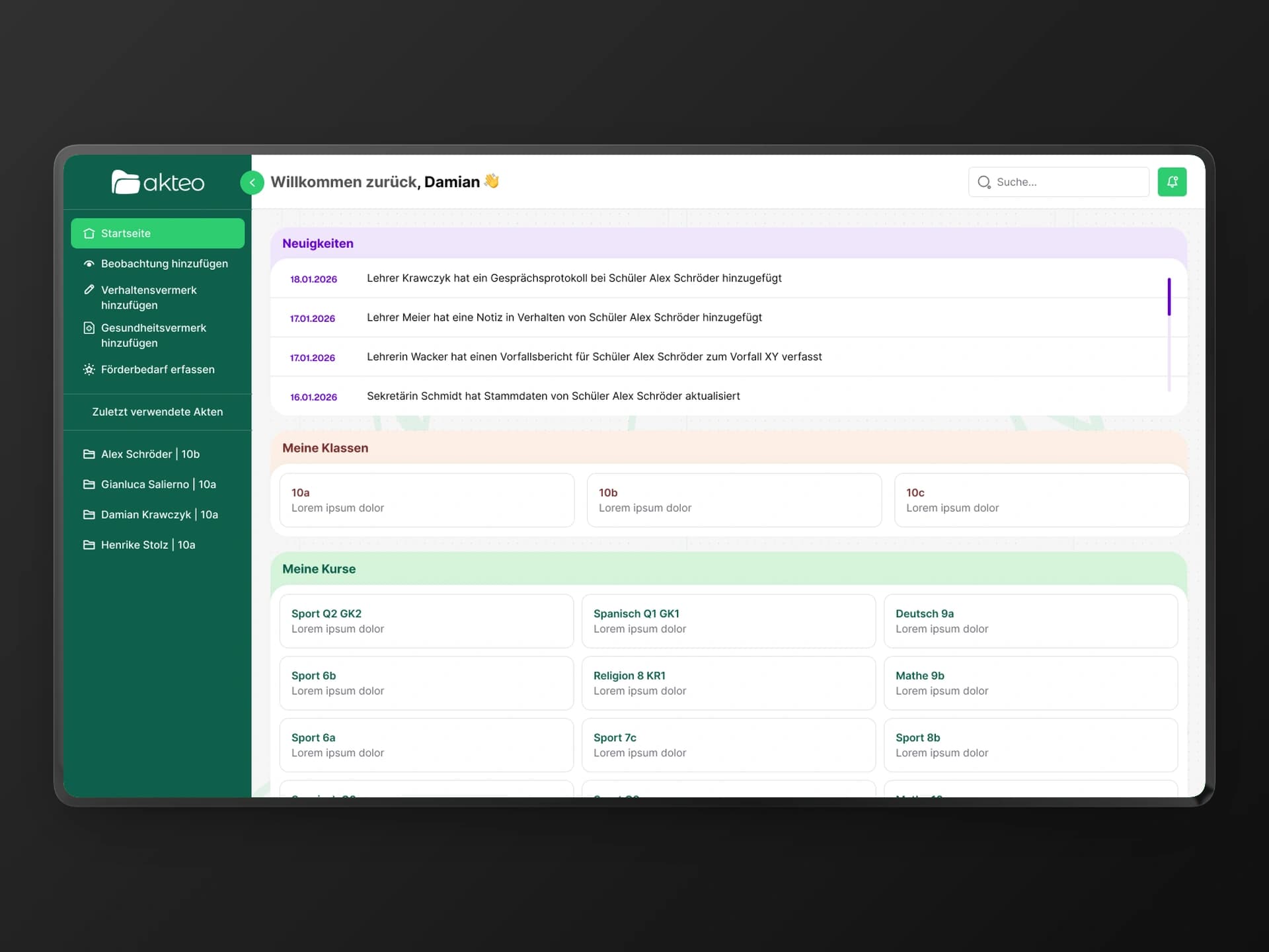 Akteo: Startseite
