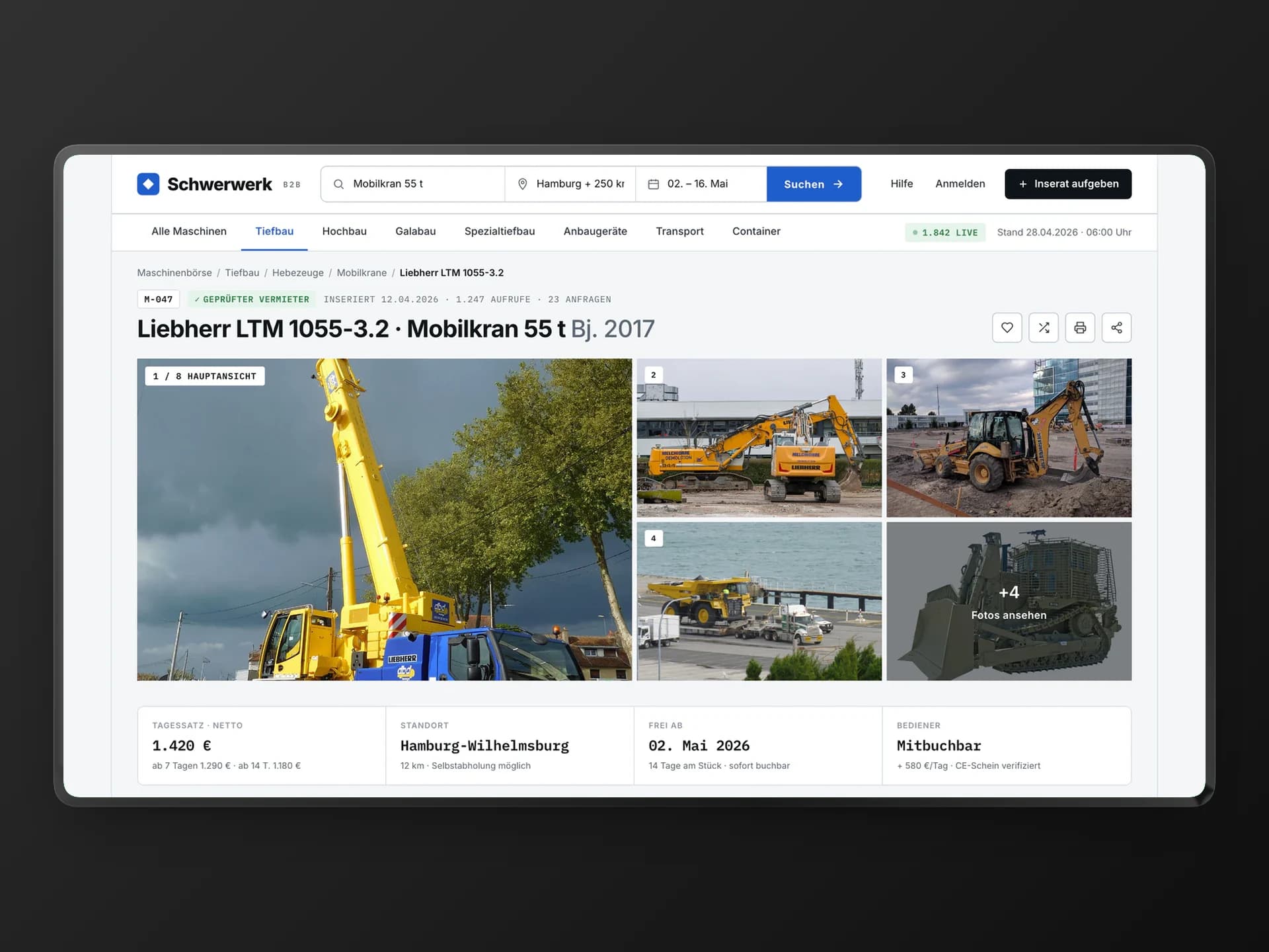 B2B-Maschinenmarktplatz: Schwerwerk Detail