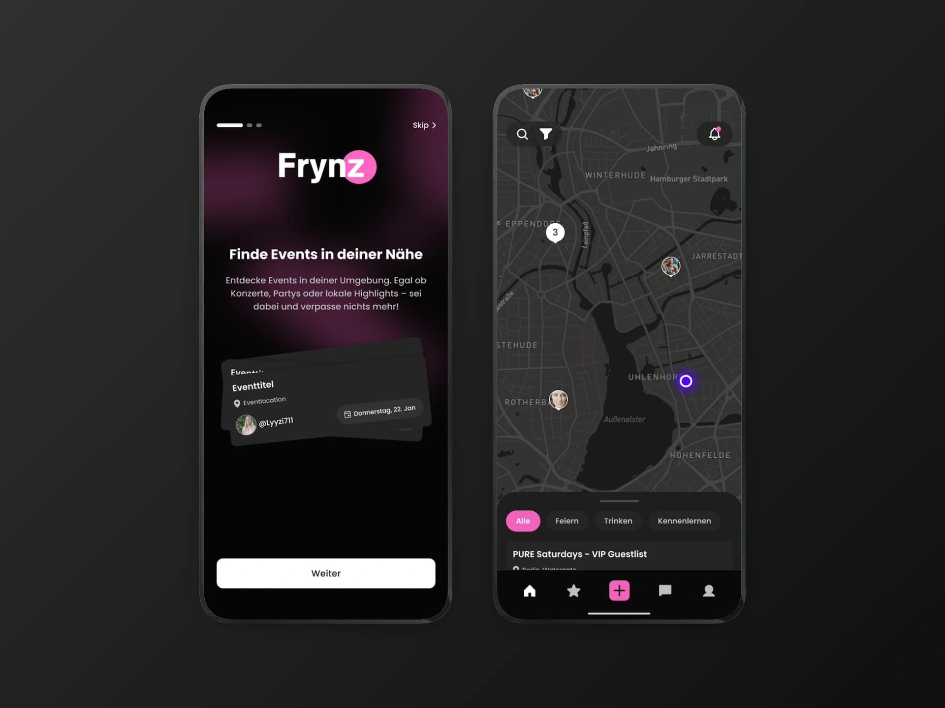 Frynz: Map & Onboarding