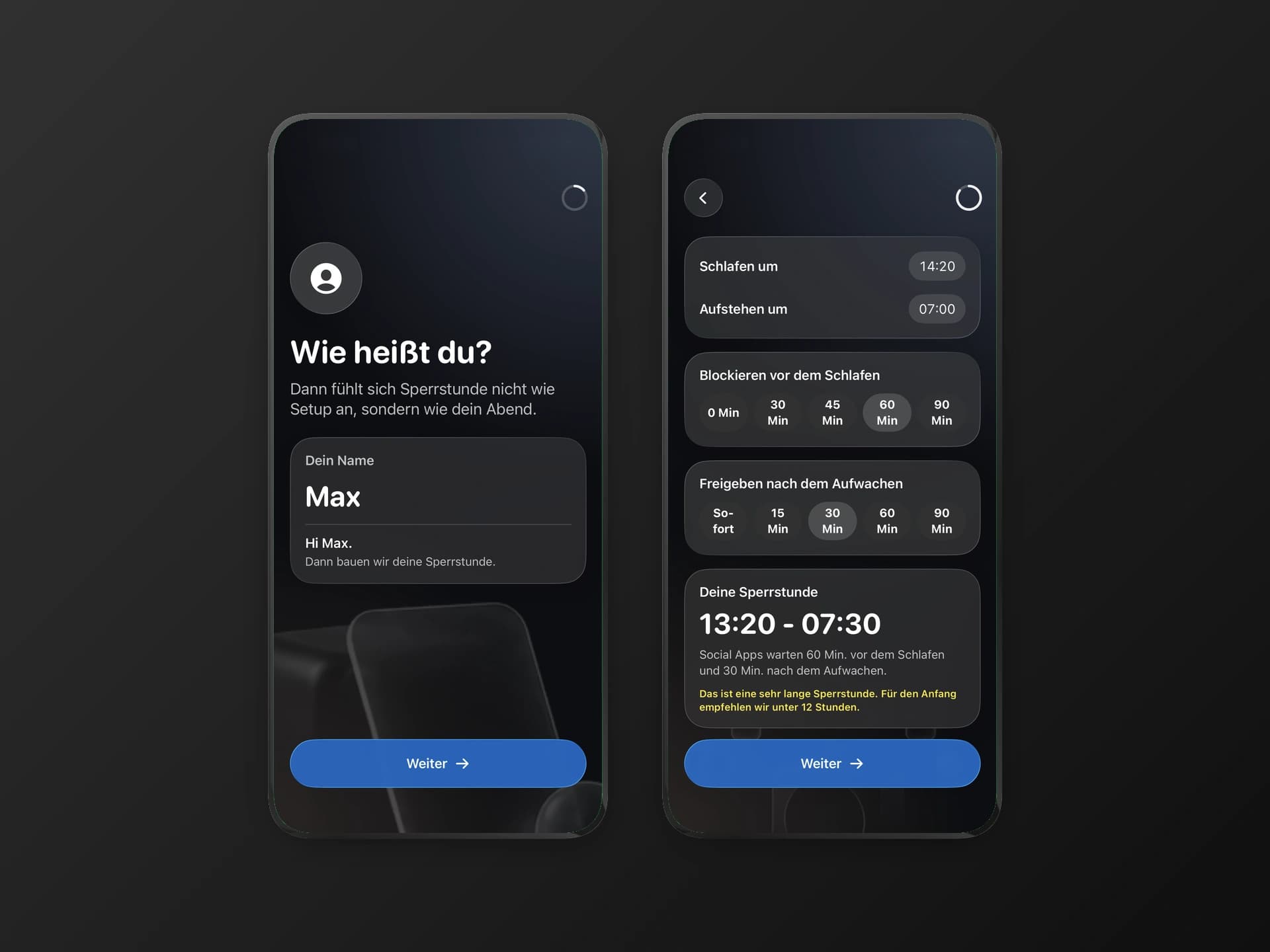 Sperrstunde: Apps & Einstellungen