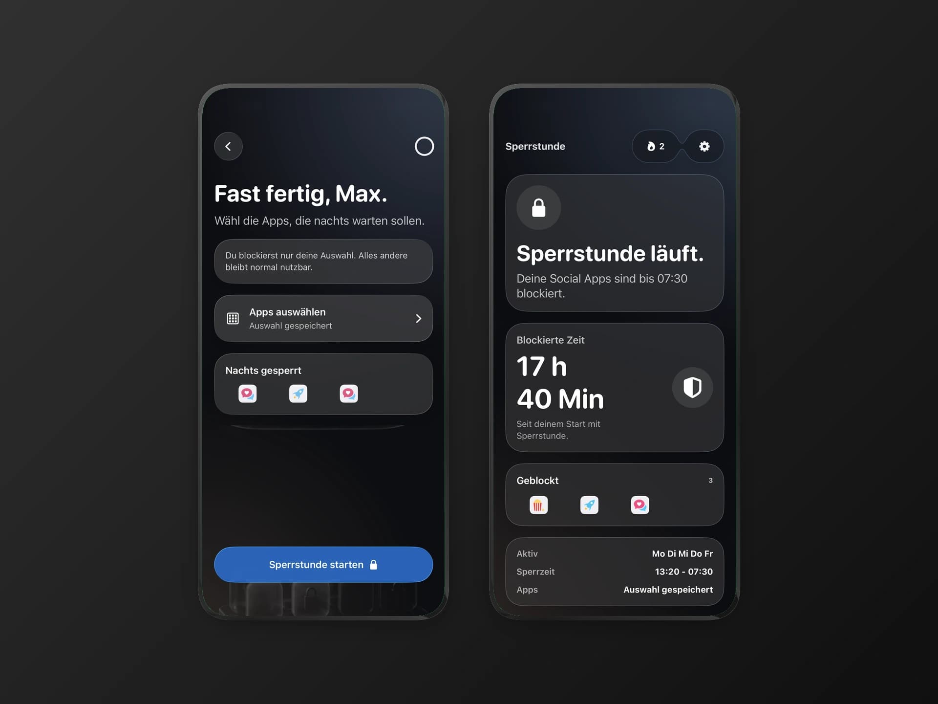 Sperrstunde – Digital Wellbeing / Consumer App